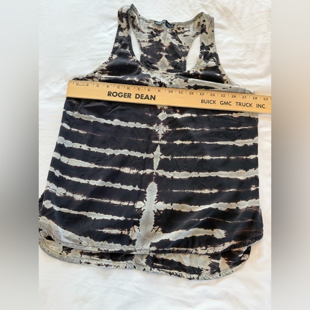 Silk Abstract Print Tank Top Small Boho Festival Flowy Minimalist Gypsy - Picture 7 of 10